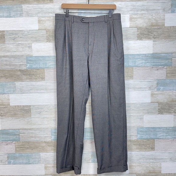Jos A Bank Birdseye Suit Gray Cotton Wool Mens 40L Jacket 34x30 Pleated Pants - Picture 9 of 16